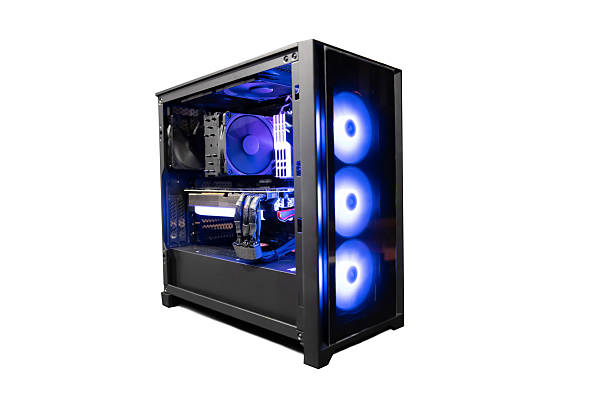 istock Isolated Black Destop Computer Middle Size Tower with LED RGB Light 2213097638