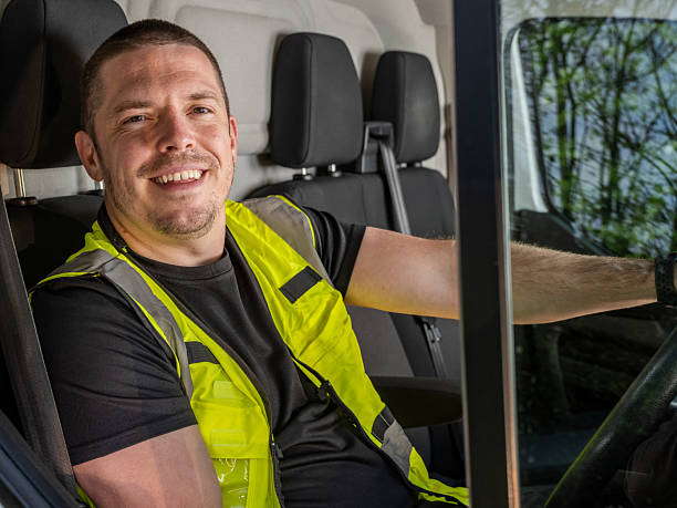 istock Smiling British Van Driver in Hi-Vis Vest 2213101128
