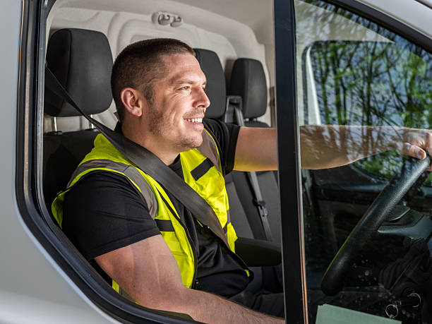 istock Happy British Van Driver in Hi-Vis Vest 2213101171