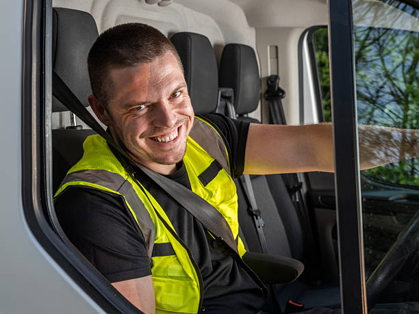 istock Cheerful British Van Driver in Hi-Vis Vest 2213101186