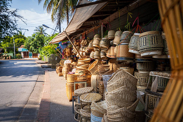 bamboo basket  in the market