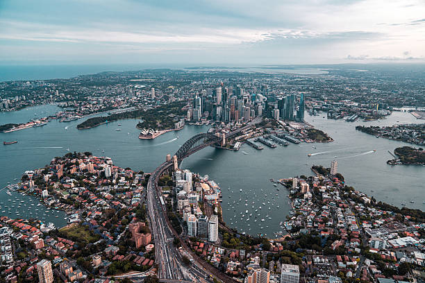 istock Expansive Sydney Harbor Bridge Opera House Metropolitan Waterfront Aerial Scene 2213123120