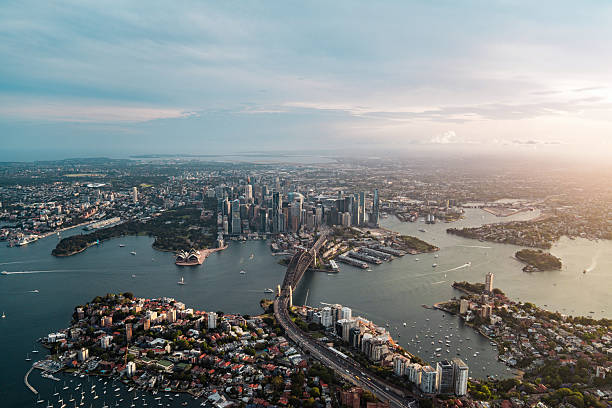 istock Aerial View Sydney Harbor Bridge Connecting North Shore CBD Waterfront 2213123152