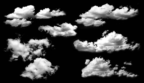 istock Collection white clound isolated. Cloud is divided into several parts on black background, Multiple unique cloud segments. cloud, background, sky 2213146622