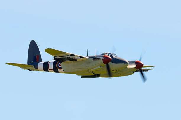 istock Very close side view of a WWII era combat plane (Mosquito) 2213150253