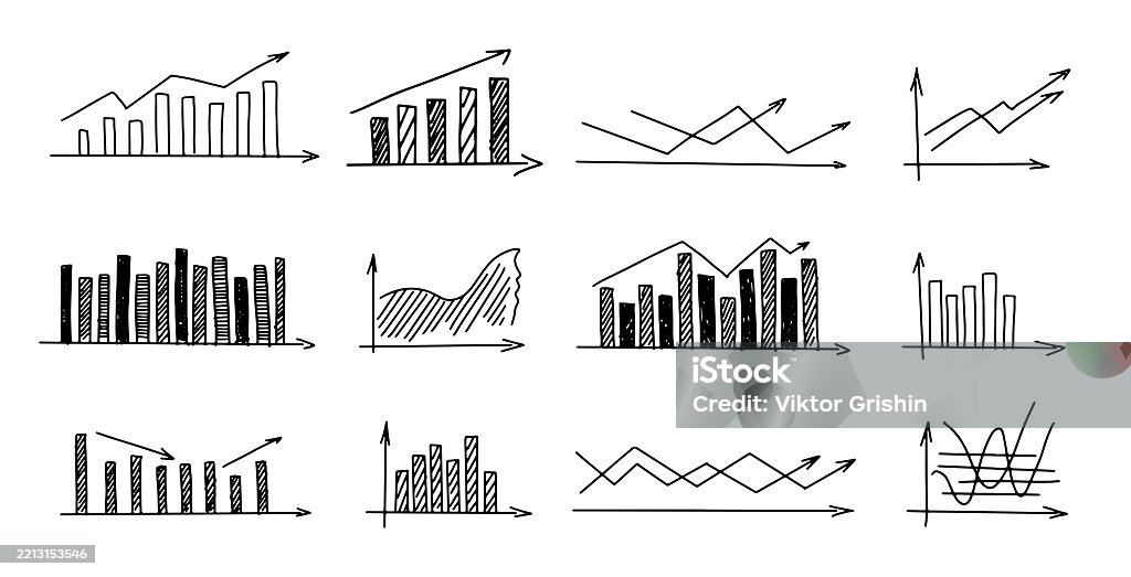 Graph Whit Background Graphs On White Background Set Hand Drawn Vector Stock Illustration ...