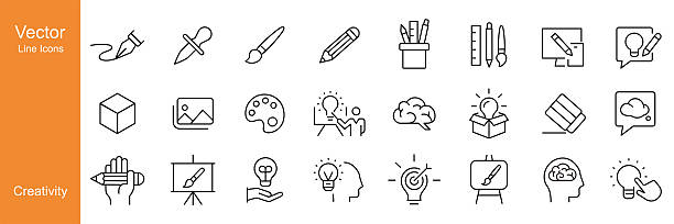 illustrations, cliparts, dessins animés et icônes de icônes de créativité - icônes vectorielles - art