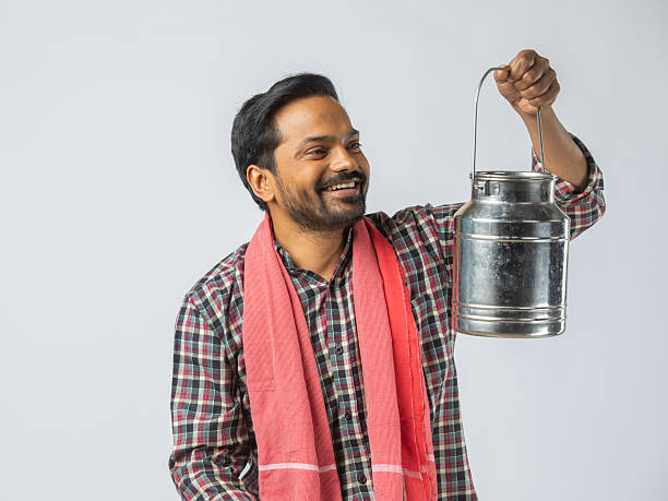 istock Happy man with meal container on white background 2213154072