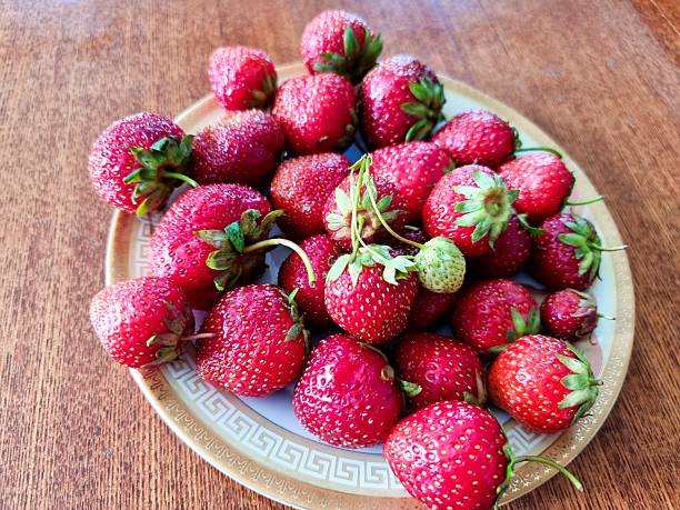Fresh strawberries on the plate