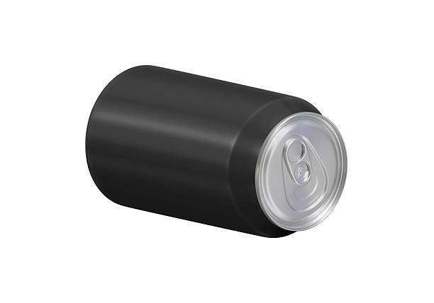 Black soda aluminum can on white background