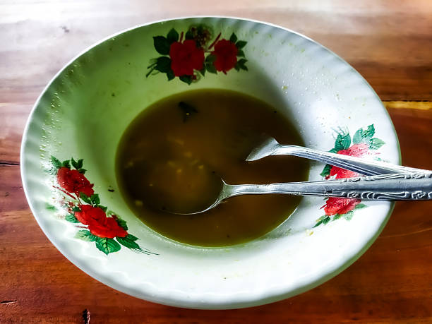 Bowl of leftover gravy eating soup