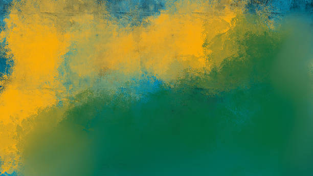 istock Texture of paint brush of blue yellow green color stroke stripe pattern  background. Abstract vintage texture background. St. patrick days abstract color background 2213158519