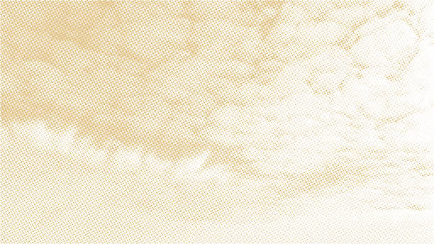 Vintage paper background with brown sky or heaven and white clouds. Grunge halftone pattern vector texture