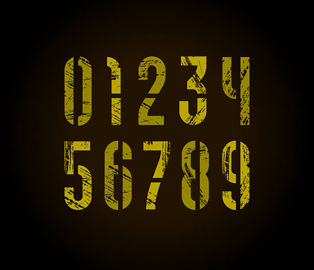 Paint stencil numbers set made shabby style, distressed numerals 0 to 9, vector illustration 10EPS