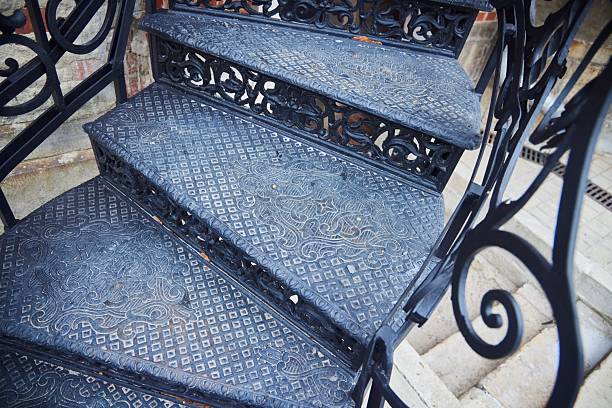 Close-up old iron staircase material.