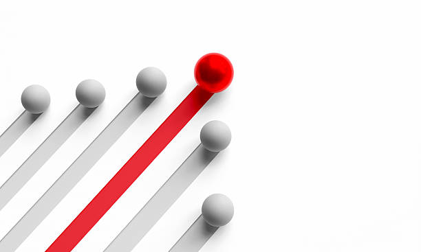 istock Concept of leadership and differentiation, steps to excellence, and teamwork. red ball front gray ball one way on white background. 2213162509