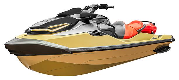 Golden watercraft isolated on white background with clipping path