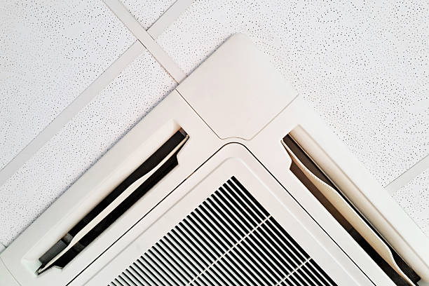 istock Modern ceiling air conditioner. Office ventilation system. Climate control equipment. Clean air solution. 2213174698