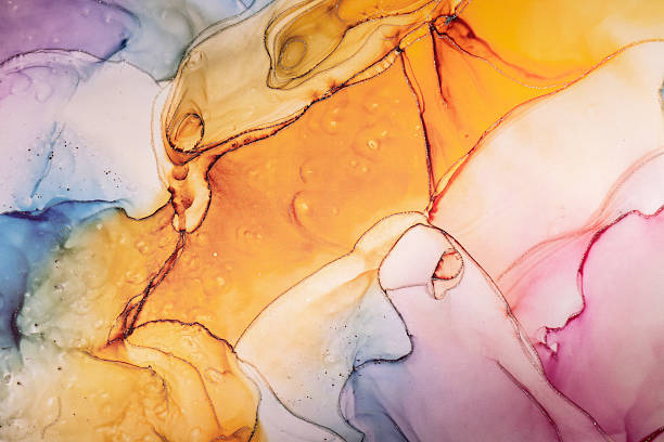 istock Colorful marble surface in orange, blue and pink tones with glitter effect. Modern abstract stone background. 2213180868