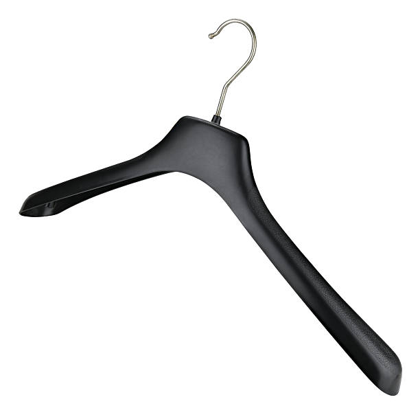 istock Black plastic hanger for clothes isolated on a white background. Completely in focus. Full depth of field. 2213180918