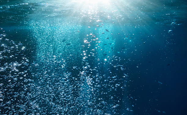 istock Sunlight underwater with bubbles rising to water surface 2213185549