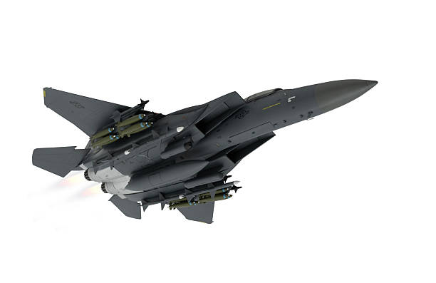 istock F-15 Jet fighter flying, isolated background. 2213190914