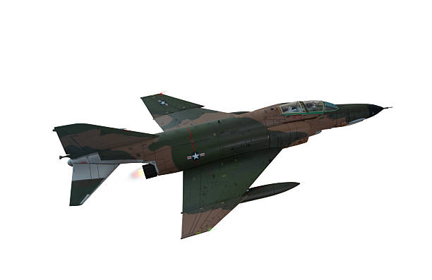 istock F-4 Jet fighter flying, isolated background. 2213190973