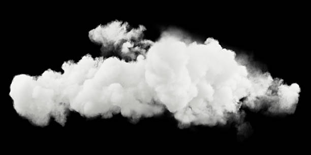 istock Isolated soft intense steam clouds on black backgrounds 3d illustrations 2213192711