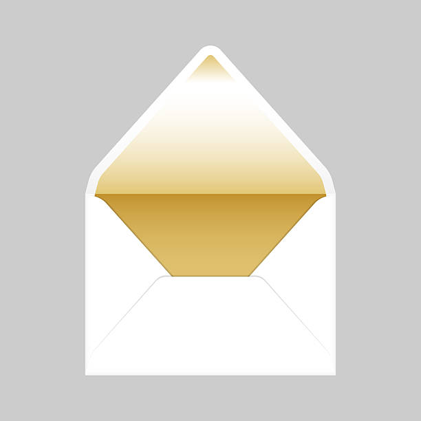 White open envelope with gold liner mockup template. Euro flap luxury mailing envelope for wedding, invitations, graduation, birthday, party and more. Ready to use for your design or business.