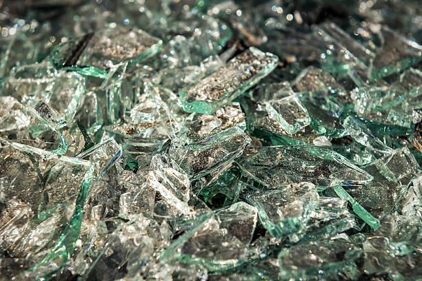 Shattered glass from heavy accident