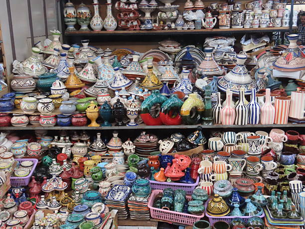 istock Market Stall Selling Ceramics in a Moroccan Souk 2213196555