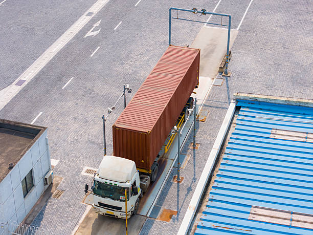 Truck weighing scale stock photo
