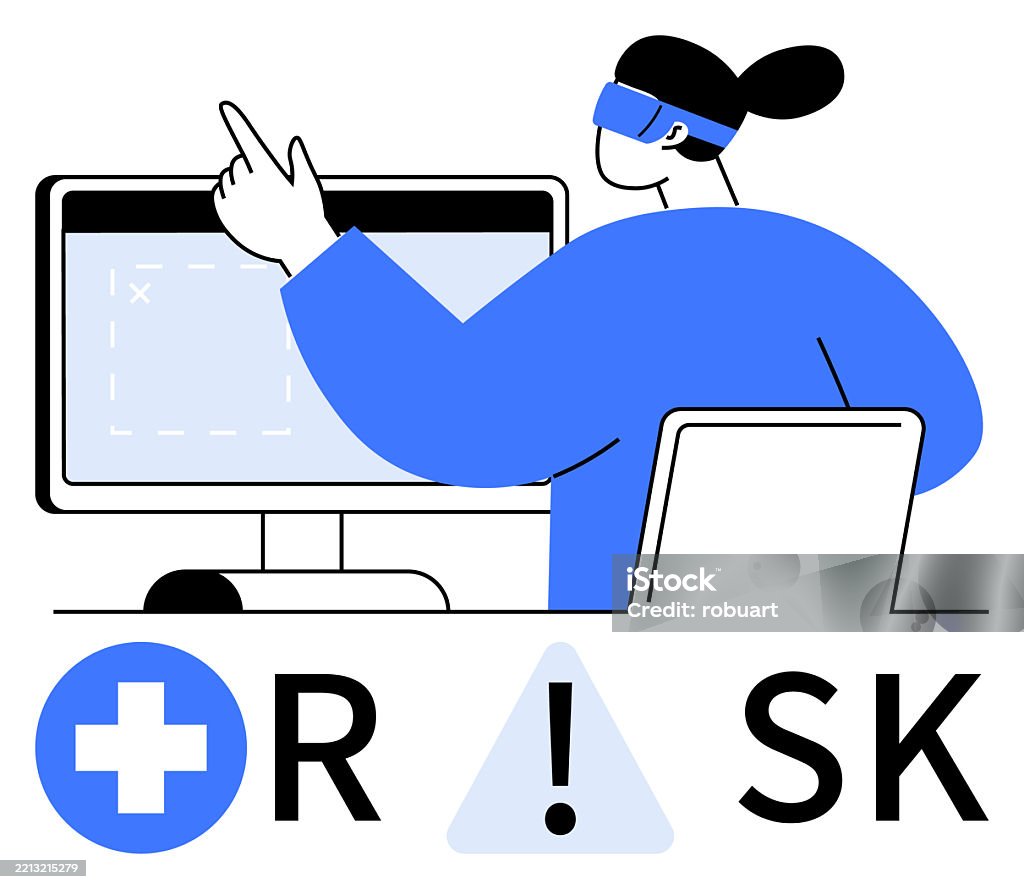 Computer Health Risks Animation Businessperson Analyzing Data On Computer Screen Highlighting Potential ...
