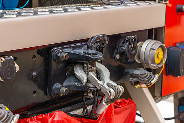 istock Fire Truck – Close-Up of Coupling and Connector System 2213229421