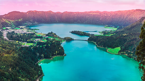 Lagoon of Sete Cidades in sunset light
