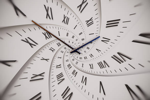 istock Abstract modern white spiral clock dial. Infinite time concept. 2213240851