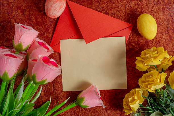 istock Beautiful decoration with flowers, greeting card and Easter decorations. 2213246315