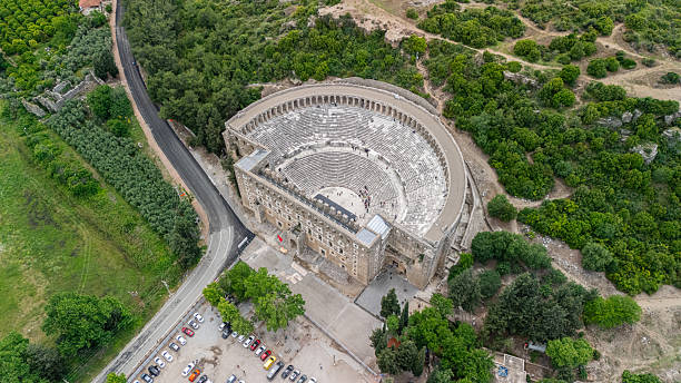 istock Antalya Aspendos Historical Ancient Theatre drone footage 2213248290
