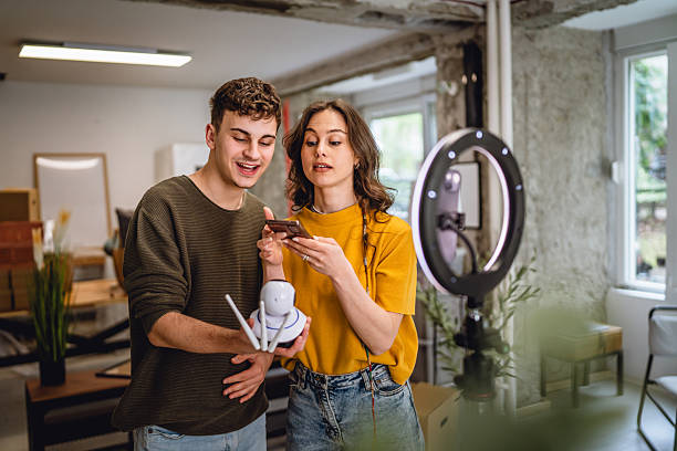 istock man and woman record video how to connect cctv security camera 2213251746