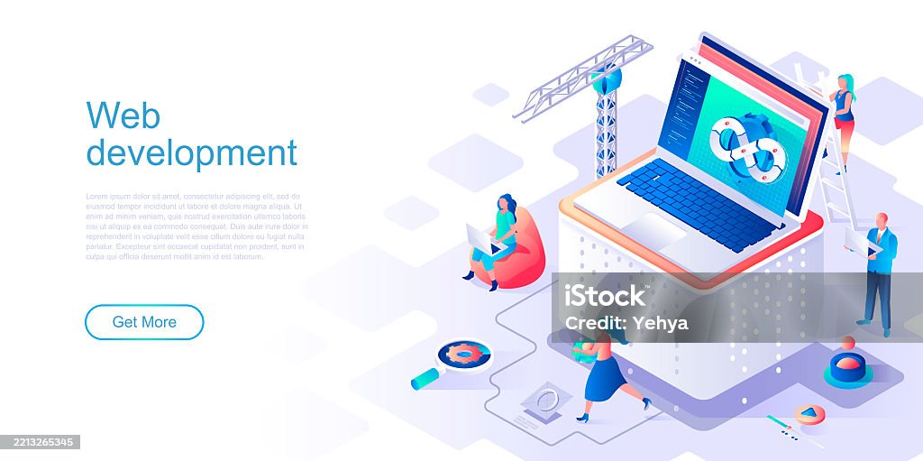Web Development Landing Page Vector Template Program Usability And ...