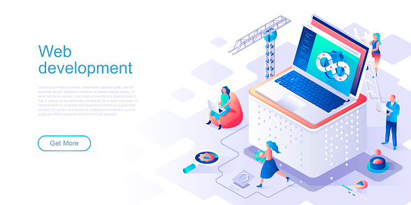 Web Development Landing Page Vector Template Program Usability And ...