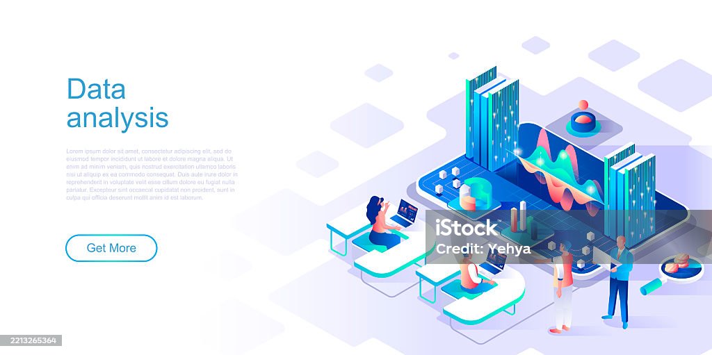 Data Analysis Landing Page Vector Template Information Chart And Graph ...