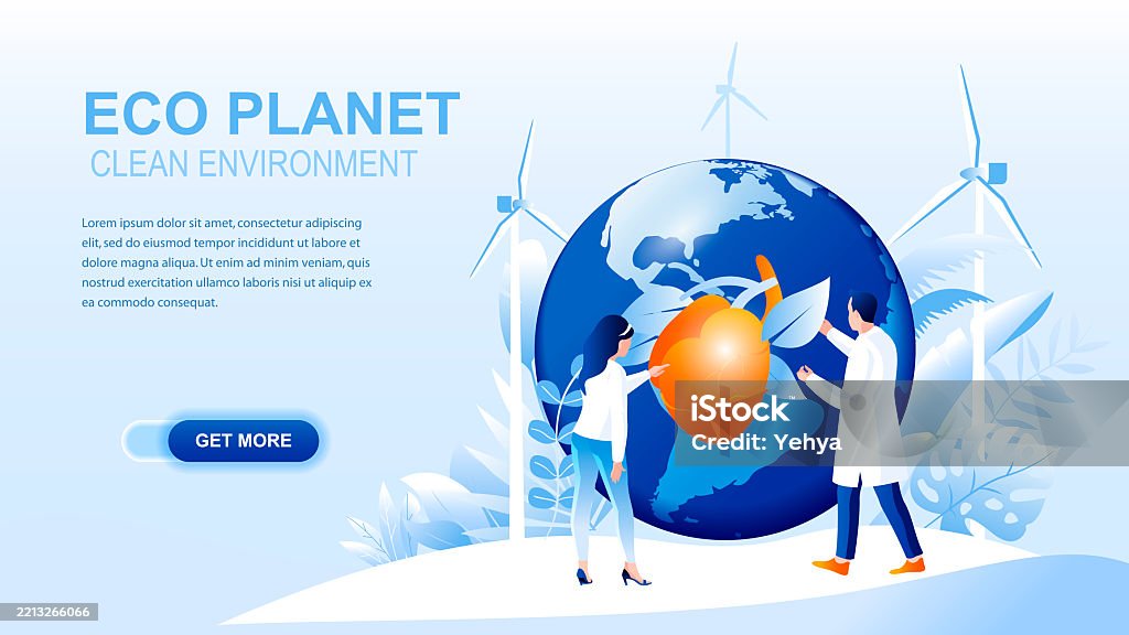 Environment Vector Header Eco Planet Flat Landing Page With Header Clean Environment Website ...