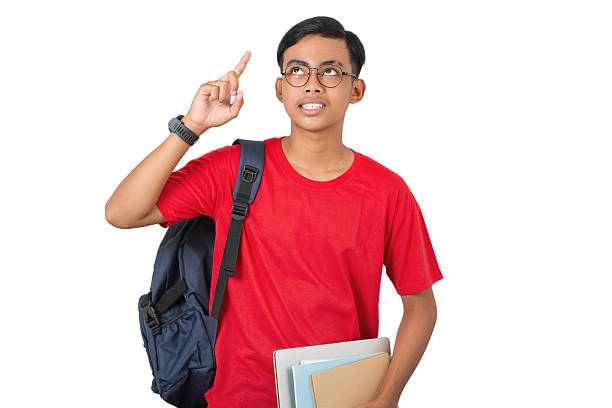 istock Young asian collage student thinking having a good idea isolated on white background 2213267785
