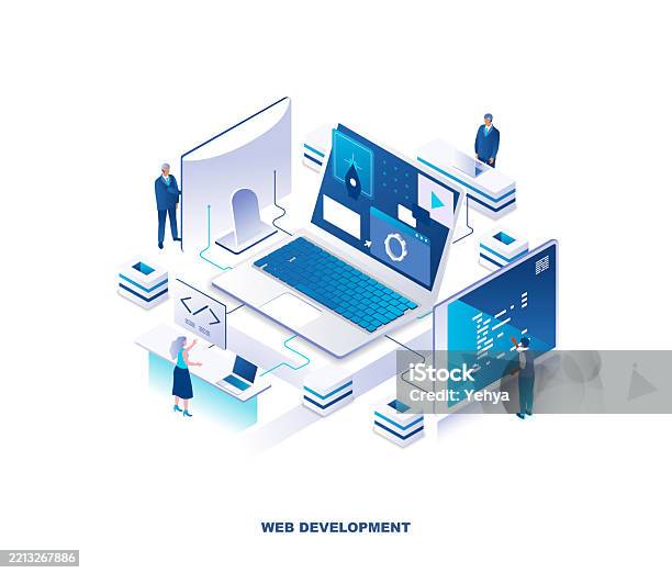 Frontend And Backend Web Development Programming Coding Isometric ...