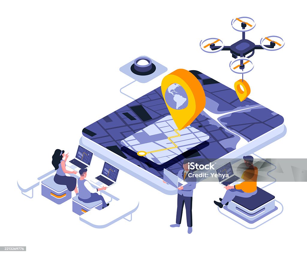 Sitenavigation Vector Gps Navigation Landing Page Vector Template City Map With Pointer ...