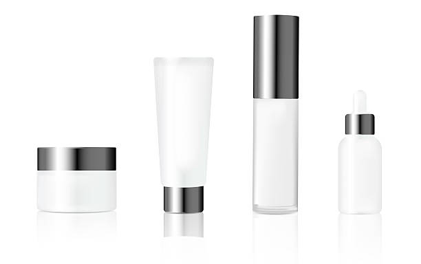 istock Realistic mockups of containers for cream, essential oil and lotion. Cosmetics product package set for branding. White plastic bottles with silvery caps vector illustration. Skincare and beauty. 2213270776