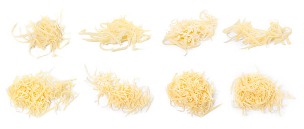 istock Tasty grated cheese isolated on white, set 2213272988