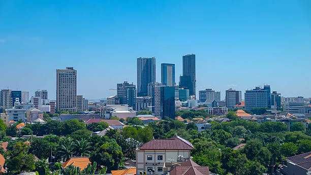 istock Beautiful cityscape view with blue sky background 2213273035