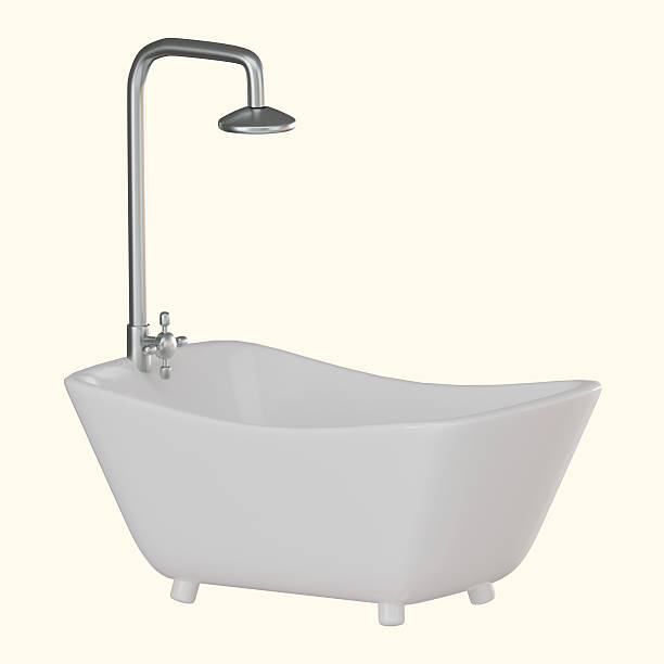 istock 3D Rrender, Modern White Bathtub for Clean Bathroom. Icon illustration 2213275619